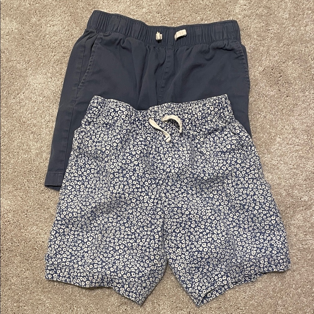 2 Pair Crewcuts Navy and Floral Print Kids Shorts Size 12